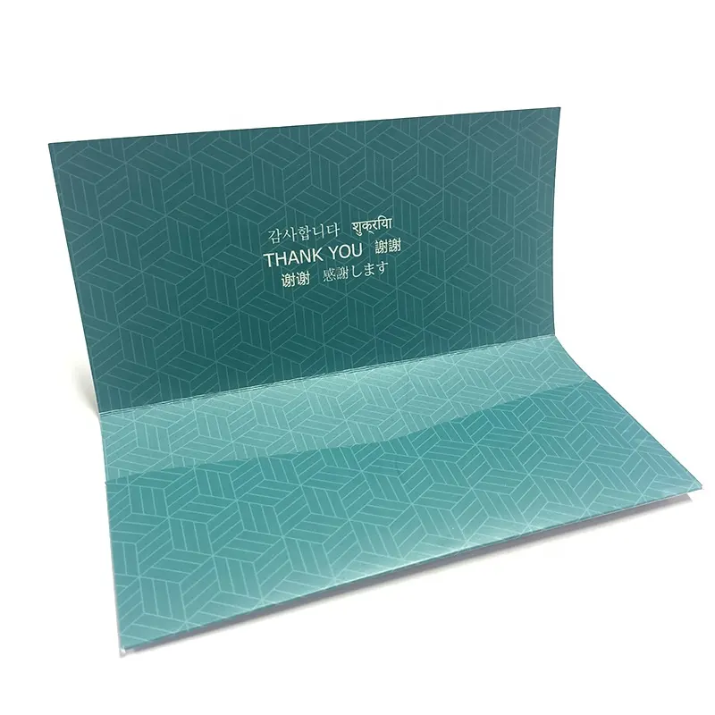 Custom green colorful glossy paper Logo Printing business custom thank you card