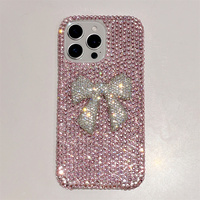 Adorable Argent Rose Or 3D Bowknot Full Diamond Phone Case pour iPhone 17 16 Pro Glitter Rhinestone Wholesale Phone Accessories