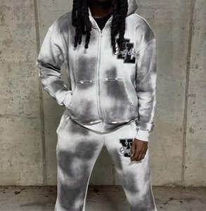 Ensemble de survêtement rétro pour homme, streetwear Y2K, sweat à capuche zippé, survêtement en coton, broderie personnalisée, jogging pour homme - Product Image 4