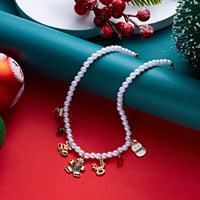 Collier pendentif CUMAI de Noël avec perles, Père Noël, renne, bonhomme de neige, flocon de neige et clochette pour femme, cadeau de fête, bijoux