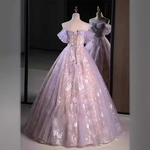 Vestido de noche morado de alta gama para mujer - el vestido de brindis para la princesa fugitiva que está comprometida y la novia - Product Image 3