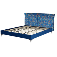 Lit Moderne de Luxe Design pour Chambre à Coucher, Cadre de Lit Capitonnée Ajustable 180x200 avec Rangement