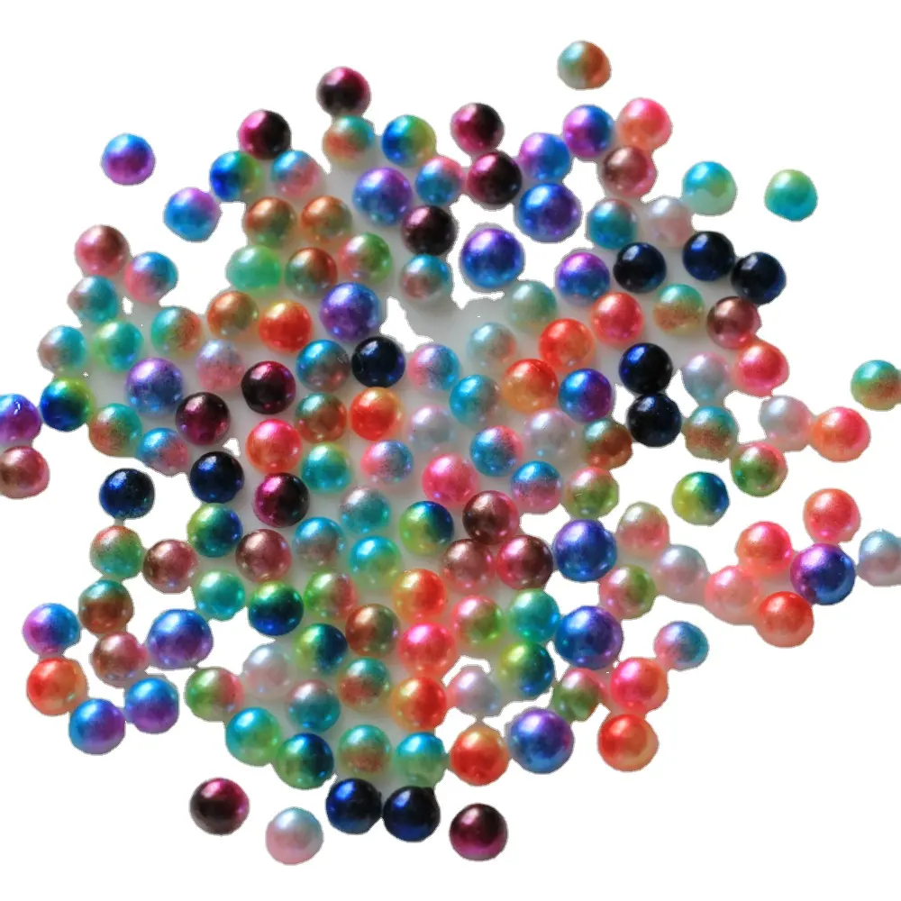 Mermaid Color Half Round Pearl Gradient Flat Back ABS Rhinestone Pearls Beads For DIY Nail Art Decorative Accessories
