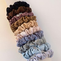 Bandes de cheveux élastiques de couleur unie européenne américaine pour filles à la mode chouchous en satin de soie douce