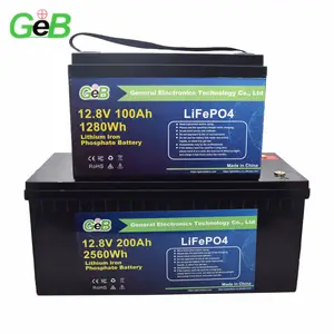 GEB Energy Lifepo4 Bateria IP65 12V 24V 100Ah 200Ah 300Ah Bateria de substituição chumbo-ácido LIFEPO4 Batterie Solaire Lítio para 48V