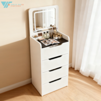 Table de toilette moderne et simple pour chambre à coucher, miroir éclairé, armoire de rangement, table de maquillage multifonctionnelle, panneau de chevet, salon