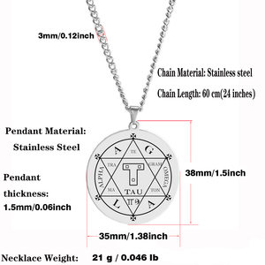 HLSS651 símbolos de joyería de acero de titanio en el hexagrama de Salomón amuleto talismán marcado láser collar con colgante de acero inoxidable - Product Image 2