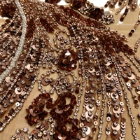 Magnifique tissu jaune uni perlé avec broderie de sequins et perles, dentelle en maille, design de mode de luxe personnalisé pour défilés, DIY