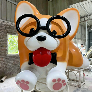 कस्टम विशाल शॉपिंग मॉल कॉफी दुकान रेस्तरां मूर्तिकला कला फिबेसन प्लास्टिक कुत्ते बिल्ली सजावट मूर्तिकला बिक्री के लिए - Product Image 3