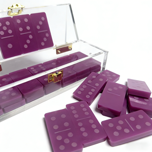 Cadeaux personnalisés haut de gamme Jeu de dominos personnalisé Double six Dominos géants Double 12 Dominos en acrylique violet avec boîte de luxe - Product Image 1
