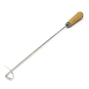 19 inç barbekü paslanmaz çelik Pigtail gıda Flipper biftek et Turner kanca ile ahşap kollar - Product Image 4