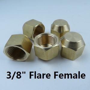 Capuchon de cloche en laiton de 3/8 pouce avec filetage interne SAE, raccord de tuyauterie à 45 degrés, douille hexagonale externe - environ. 1,9 cm - Product Image 3