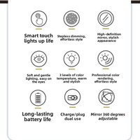 Miroir de maquillage intelligent à LED en forme d'arche avec lumière rechargeable, métal et verre teinté pour la maison, la salle de bain, la chambre à coucher, la coiffeuse