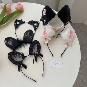 MUSISALY Diadema Con Orejas De Gato De Peluche 1 Unidad Talla Única Cosplay Para Fiesta Niñas Y Mujeres Accesorios Con Lazo Blanco Y Negro Y Campana Dorada
