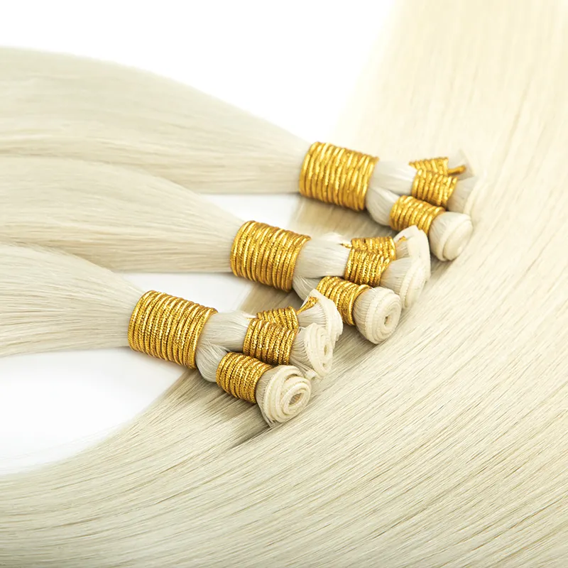 Private Genius Weft Remy New Hand Tied Weft Hair Extension Rooted Double Drawn Hand Tied Wefts