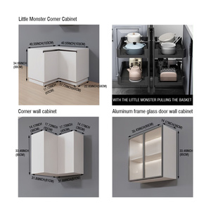 Armoire de <span class=keywords><strong>cuisine</strong></span> modulaire en bois de haute qualité, contreplaqué peint, armoire standard plate, poignée cachée, fabrication et installation - Product Image 6