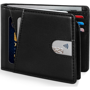 Men's Genuine Leather Slim <b>Wallet</b> Blue <b>Fold</b> Closure Card Holder Minimalist Style Short Length - Product Image 4