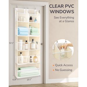 <b>Over</b> <b>The</b> <b>Door</b> Organizer 20 Pockets Beige Hanging Storage For Bathroom Baby Products Heavy Duty <b>Hook</b> Type Neatening Rack - Product Image 2