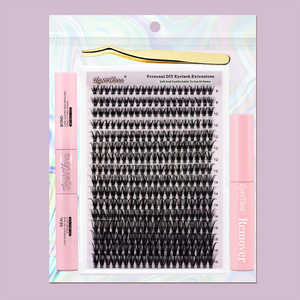 Pestañas Postizas en Racimo DIY con Tinte Color Vino Rosado, Curvatura B 45D, 12-18mm, Estilo Antiguo, Vintage, para Buscar Tesoros, Diversión de Fin de Semana - Product Image 1