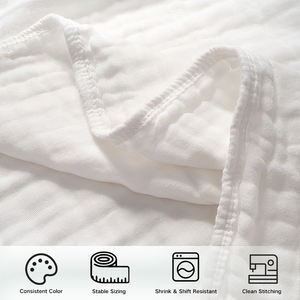 Manta de Muselina <span class=keywords><strong>para</strong></span> Bebé, 6 Capas, Algodón Orgánico, Suave, Transpirable, Blanca, con Logotipo Personalizado al por Mayor, <span class=keywords><strong>para</strong></span> Dormir - Product Image 4