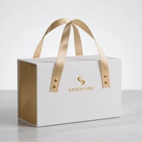 Boîte cadeau pliante en carton rose personnalisée avec poignée en cuir pour l'emballage de vernis à ongles et de crème pour le visage, boîtes rigides
