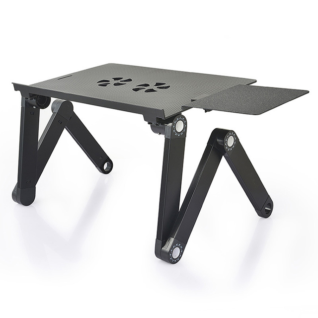 Adjustable Aluminum Laptop Stand Portable Foldable Cooling Desk With CPU Fan Mouse Pad for Bed Sofa