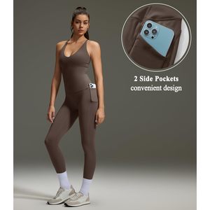 FOXA 2 Piece Yoga Set Women Crisscross Back Padded Top High Waisted <b>Leggings</b> With <b>Pockets</b> Gym Workout Wear - Product Image 4