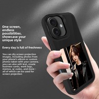 Étui de téléphone portable NFC à écran encre avec support anneau 2-en-1, texture cuir, DIY, miroir d'écran, antichute, en TPU pour