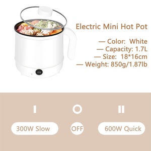Casserole électrique 1,7 L avec cuiseur vapeur, mini-casserole multifonction portable, pot à nouilles pour la maison - Product Image 4