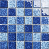 Mosaïque en verre givré pour piscine, tuiles en maille bleues, feuille de mosaïque décorative autocollante pour piscine, salle de bain, villa