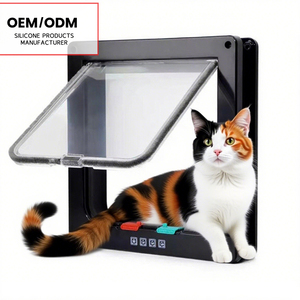 Pintu kamar tidur Flap in and Out hewan peliharaan dengan 4 cara kunci keamanan pintu gerbang untuk anjing kucing anak kucing ABS plastik jendela bening - Product Image 1