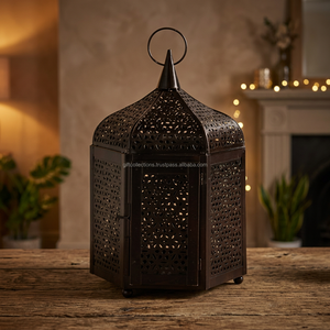 Outdoor Garden Home <b>Decor</b> Handmade Metal Hollowed Out Hanging Candle Holders <b>Decorative</b> Lantern - Product Image 2