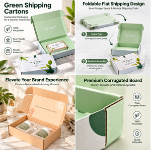 Cartons d'expédition vertes personnalisées imprimées sur mesure en carton ondulé recyclable pour la logistique des boutiques en ligne - Product Image 5