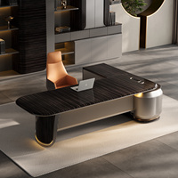 Escritorio de oficina ejecutivo Ceo moderno, mesa y sillas de oficina jefe en forma de L, muebles de oficina de lujo modulares de gama alta, diseño moderno