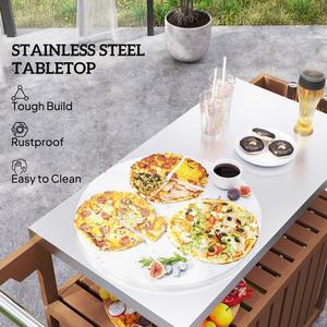 Chariot <span class=keywords><strong>de</strong></span> bar extérieur en bois plastique AJUNION avec plateau en acier inoxydable, îlot <span class=keywords><strong>de</strong></span> cuisine, table <span class=keywords><strong>de</strong></span> cuisson extérieure avec armoire <span class=keywords><strong>de</strong></span> rangement - Product Image 3