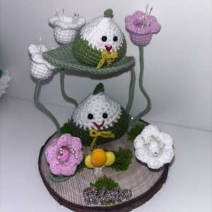 Crochet fait à la main réaliste style campagnard fleurs décoratives conception créative tricoté ornement de jardin noël nouvel an mère - Product Image 4