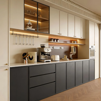 Buffet mural gain de place avec éclairage intégré, meuble console moderne pour la décoration de restaurants et de cafés