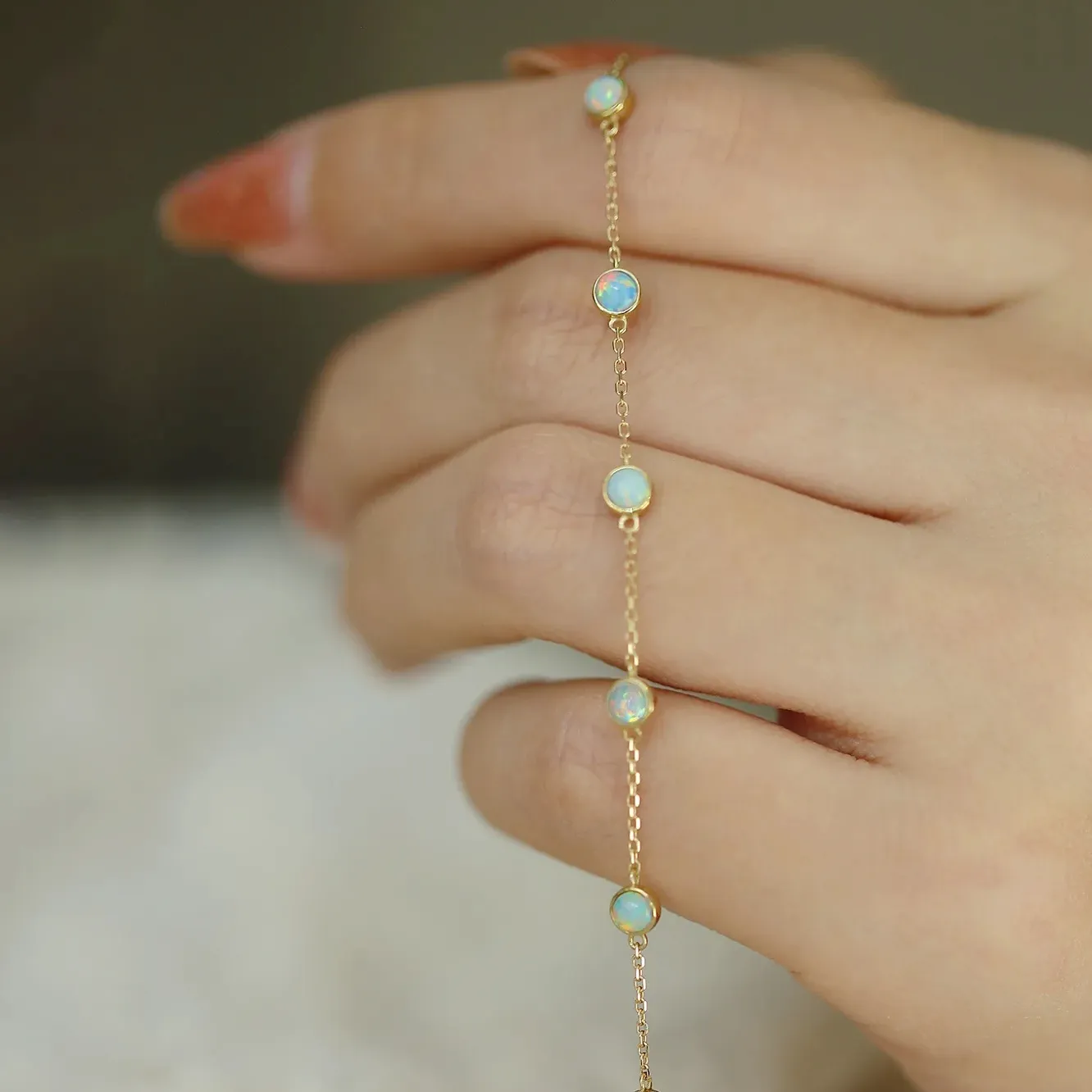 Opal Bạc 925 Vòng đeo tay 18 K mạ vàng đồ trang sức Opal đá quyến rũ Vòng đeo tay cho cô gái thời trang Đồ trang sức vòng đeo tay