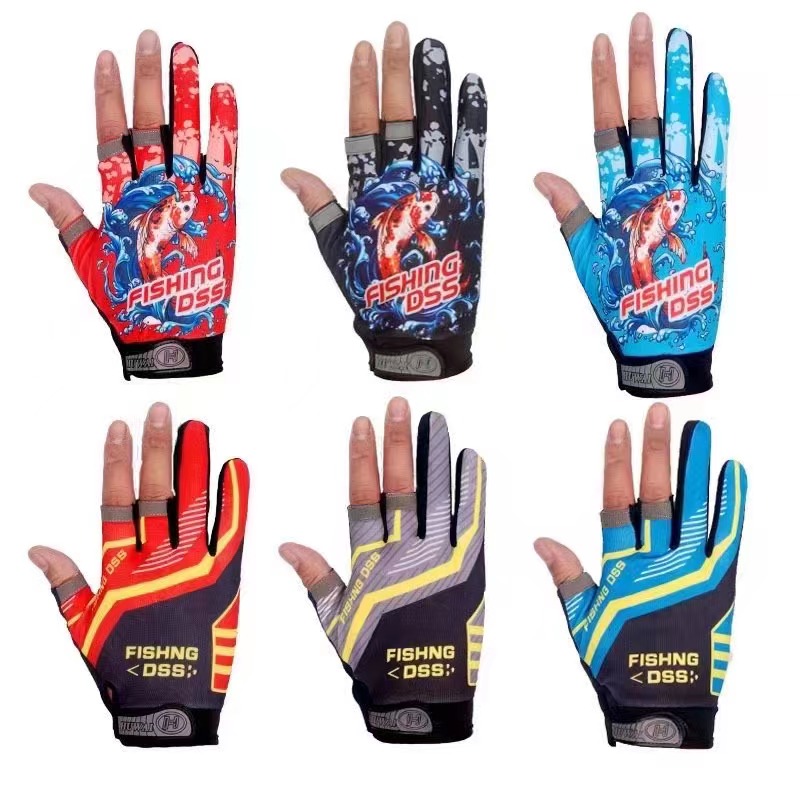 Venta al por mayor Guantes de Pesca 3 Corte Dedo Antideslizante Guante de pesca Deporte al aire libre Fitness Ejercicio Guantes Manopla Protector de nudillos