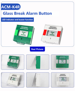 Nút gọi khẩn cấp có thể đặt lại với đèn LED phát hành Cửa & phá vỡ tính năng thoát Kính phím hoạt động tối đa 3A hiện tại - Product Image 3