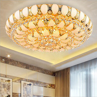 Plafonniers LED ronds en cristal pour salon et chambre, design luxueux, grandes luminaires dorées