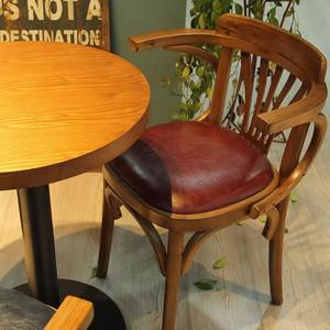 Stile tradizionale retrò sedia ristorante cafe <span class=keywords><strong>rattan</strong></span> sedia da pranzo in legno massello moderna coffee shop tavoli e sedie - Product Image 3