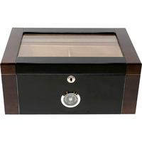 Boîte de rangement de luxe personnalisée avec gravure, grand format, couvercle en verre, hygromètre et serrure, fabriquée en Chine, idéale comme coffret cadeau