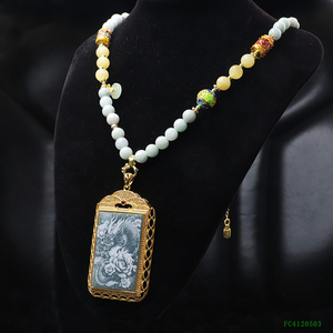 <span class=keywords><strong>Collier</strong></span> de perles de jade du Myanmar Juanyu Dragon, <span class=keywords><strong>collier</strong></span> en pierre naturelle avec pendentif <span class=keywords><strong>Bouddha</strong></span>, <span class=keywords><strong>collier</strong></span> avec pendentif en jadéite de Birmanie - Product Image 5