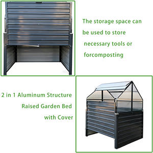 Serre de jardin surélevée 2-en-1 en aluminium <span class=keywords><strong>avec</strong></span> couvercle <span class=keywords><strong>et</strong></span> mini-châssis de culture, <span class=keywords><strong>avec</strong></span> compartiment de <span class=keywords><strong>rangement</strong></span> zippé - Product Image 5