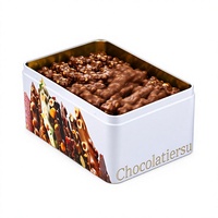 Boîte en fer blanc personnalisée pour chocolats croustillants, conteneur métallique à corps creux, impression quadricolore pour emballage alimentaire