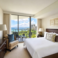 Collection de meubles d'hôtel de luxe Kalai Waikiki LXR: 	 Lit avec coffre de rangement, cadre de lit, tête de lit, bureau et canapé pour projets hôteliers aux États-Unis