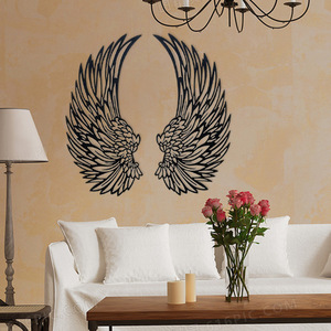 Black Angel Wings metal pared arte silueta artesanía pared colgante Decoración - Product Image 3