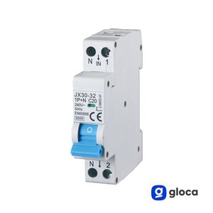 Gloca เบรกเกอร์ขนาดเล็ก1P + N 20A 6kA 250V C20ติดตั้งรางดินสำหรับใช้ในบ้าน - Product Image 2