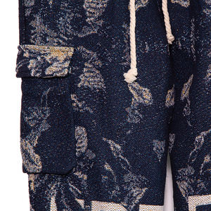 중국 제조업체 맞춤 디자인 로고 탄성 미드 힙합 만화 반바지 면 혼방 자카드 직조 태피스트리 바지 친환경 - Product Image 4